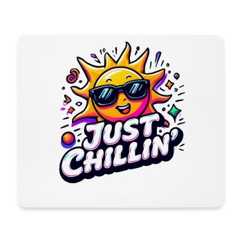 Just chillin Sonniges Motiv lächelnder Sonne  - Mousepad (Querformat) - Weiß - Vorne