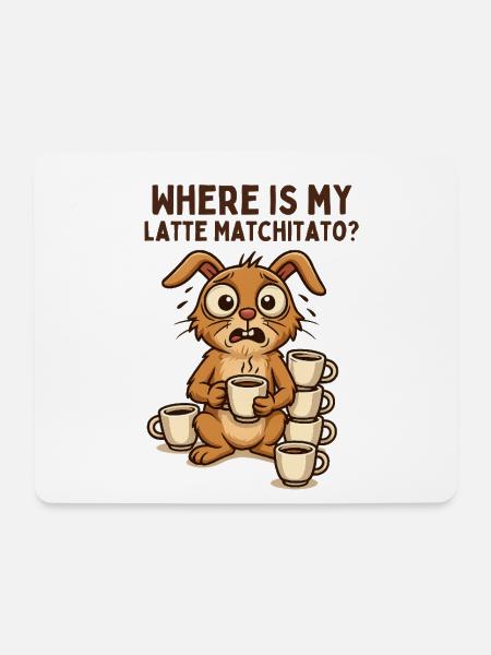 Kaffee Hase Chaos Cartoon Frühstück Koffein - Mousepad (Querformat) - Weiß