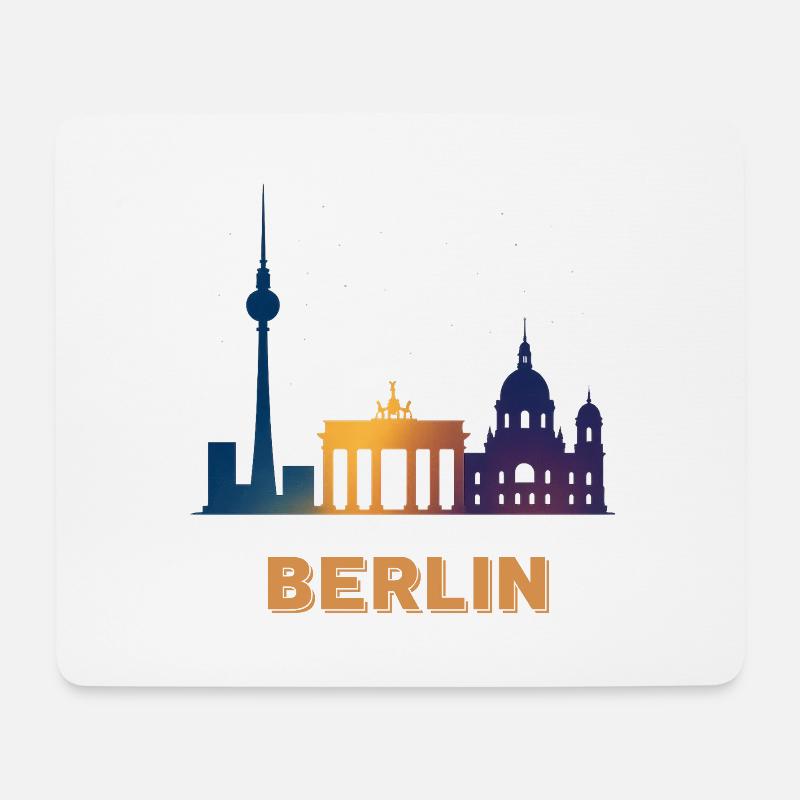 Berliner Skyline Farbverlauf - Mousepad (Querformat) - Weiß