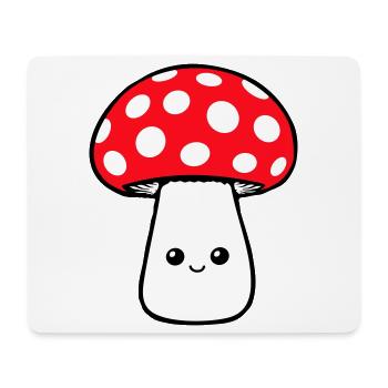 Mushroom Happy Cute Smiling Face Kawaii - Mouse Pad (horizontal) - white - Front