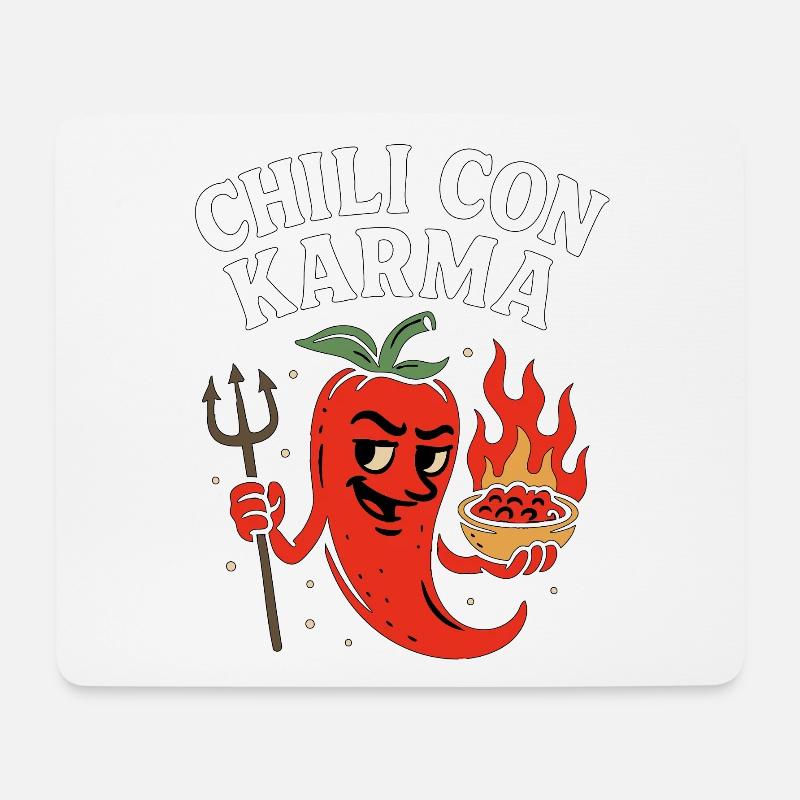 Chili con Karma – Lustiger Spruch Chilli Food - Mousepad (Querformat) - Weiß