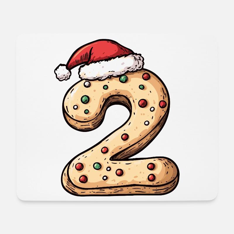2 Zahl Keks Weihnachten - Mousepad (Querformat) - Weiß