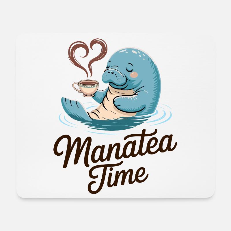 Seekuh Meerestier Ozean liebt Tee - Mousepad (Querformat) - Weiß