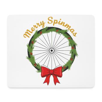 Merry Spinmas Bicycle Wreath - Mouse Pad (horizontal) - white - Front