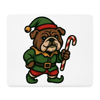 Weihnachtself Bulldogge mit Zuckerstange Kunst - Mousepad (Querformat) - Weiß - Vorne