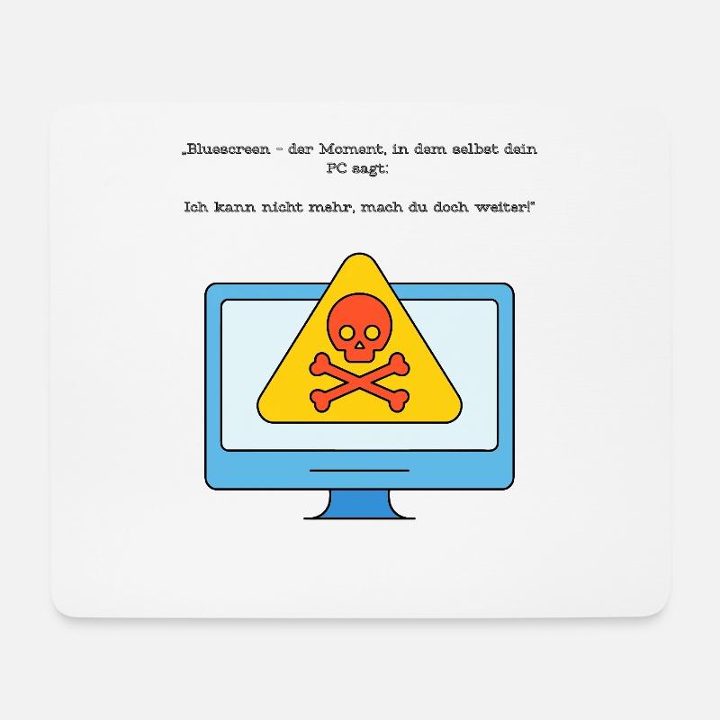 Blue Screen Humor Skull Warnung - Mousepad (Querformat) - Weiß