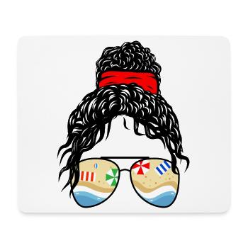 Beach Reflections Girl Summer Retro Sunglasses Art - Mouse Pad (horizontal) - white - Front
