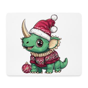 Dinosaure tricératops de Noël - Tapis de souris (format paysage) - blanc - Devant
