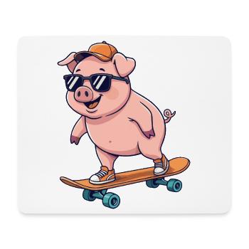 Funny Pig Skating on Skateboard Cartoon Skater - Mouse Pad (horizontal) - white - Front
