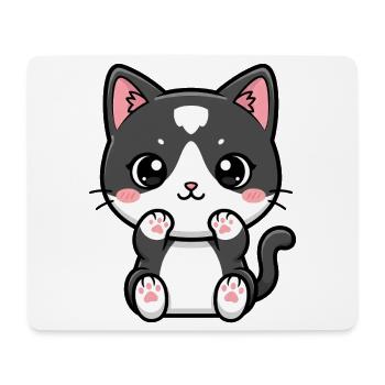 Chat de Kawaii avec des pattes rouges - Tapis de souris (format paysage) - blanc - Devant