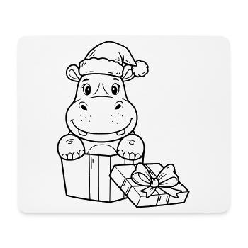 Christmas hippopotamus with gifts - Mouse Pad (horizontal) - white - Front