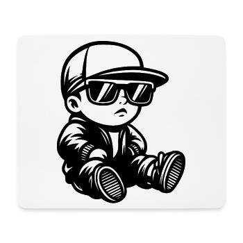 Baby mit Sonnenbrille und Cap Vorne - Mousepad (Querformat) - Weiß - Vorne