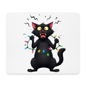 Freche böse Katze Lichterkette Weihnachten lustig - Mousepad (Querformat) - Weiß - Vorne