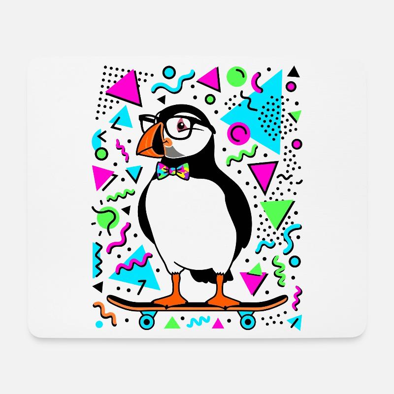 Cooler Skater Papageientaucher Retro - Mousepad (Querformat) - Weiß
