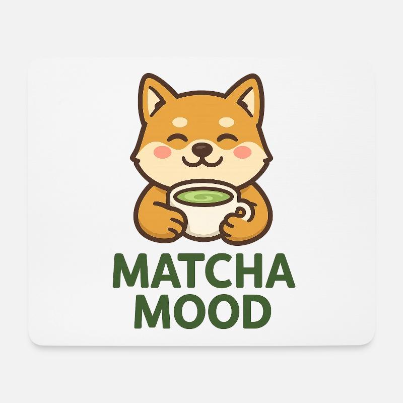 Shiba Matcha Mood - Mousepad (Querformat) - Weiß