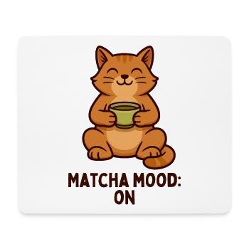 Matcha Mood Cat avec tasse à thé - Tapis de souris (format paysage) - blanc - Devant