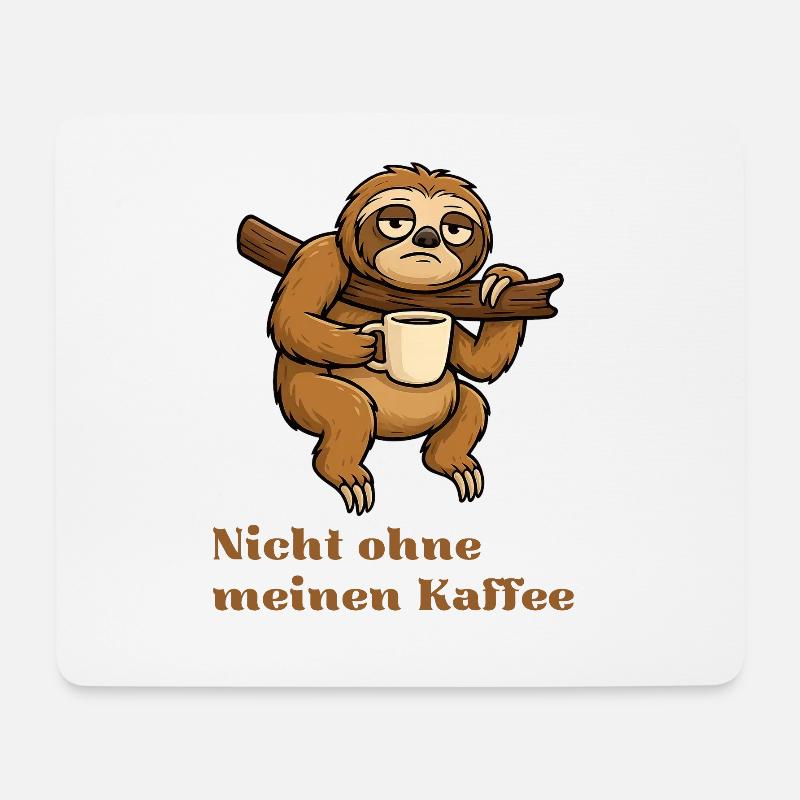 Nicht ohne meinen Kaffee Sloth - Mousepad (Querformat) - Weiß