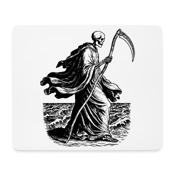 Skelett mit der Sense am Meer - Mousepad (Querformat) - Weiß - Vorne