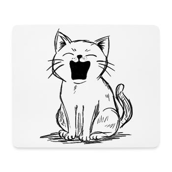 Gribouillis de chat miaulant fort | Sketch drôle de chat - Tapis de souris (format paysage) - blanc - Devant