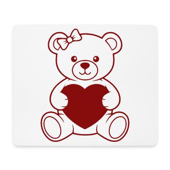 Herzensbär mit Schleife - Mousepad (Querformat) - Weiß - Vorne