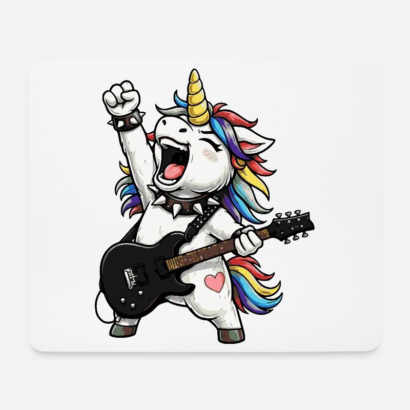 Regenbogen-Einhorn-Rocker - Mousepad (Querformat) - Weiß