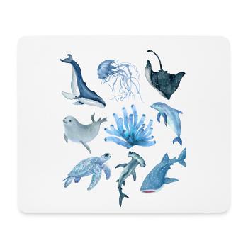 Ocean animals - Mousepad (Querformat) - Weiß - Vorne