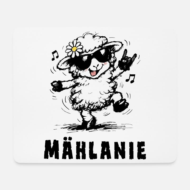Mählanie – Lustiges Schaf Wortspiel Design - Mousepad (Querformat) - Weiß