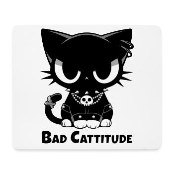 Bad Cattitude | Goth Katze mit Attitüde - Mousepad (Querformat) - Weiß - Vorne