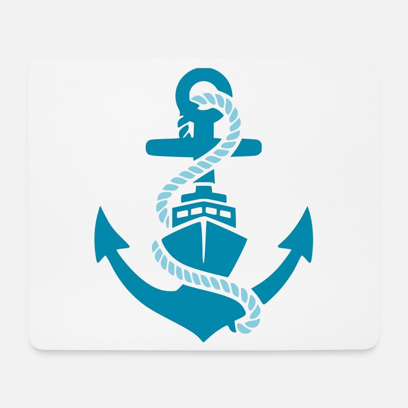 Anker Schiff Boot Maritim - Mousepad (Querformat) - Weiß