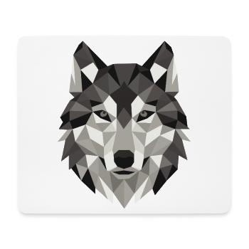 Wolfskopf Lowpoly Geometrie - Mousepad (Querformat) - Weiß - Vorne