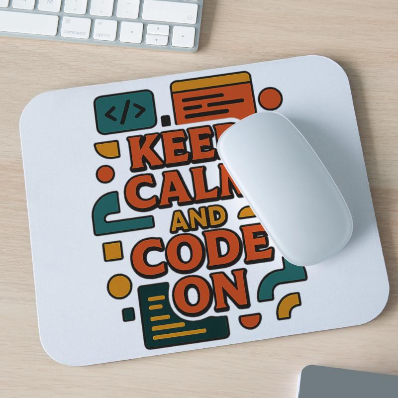 Keep Calm and Code On – Funny Coder Shirt Mouse Pad (horizontal)