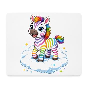 Süßes Regenbogen Zebra auf Wolke Kawaii  - Mousepad (Querformat) - Weiß - Vorne