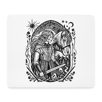 Nachtwald Silhouette: Fantasy-Wächter - Mousepad (Querformat) - Weiß - Vorne