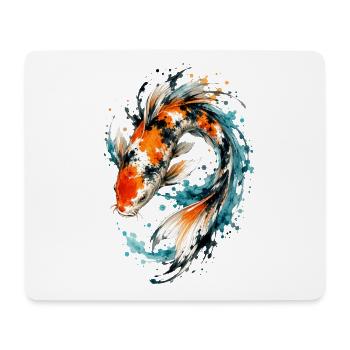 Éclaboussure de carpes koi aquarelle - Tapis de souris (format paysage) - blanc - Devant