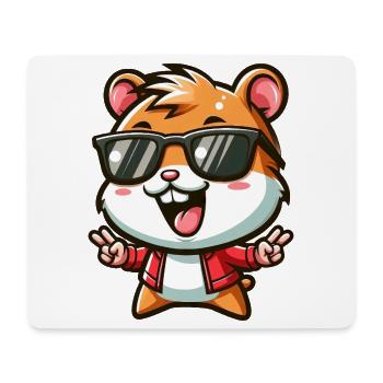 Cool Hamster Guinea Pig Cartoon Sun - Mouse Pad (horizontal) - white - Front