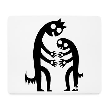 Des figures abstraites s’embrassent dans le monochrome créatif - Tapis de souris (format paysage) - blanc - Devant