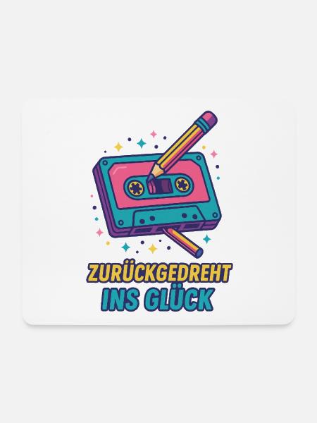 Kassette Neon Retro Druck - Mousepad (Querformat) - Weiß