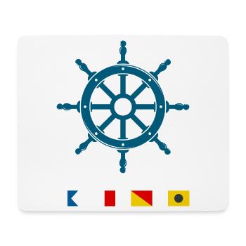 Maritime Signal Flags Steering Wheel Design - Mouse Pad (horizontal) - white - Front