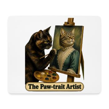 L’artiste du trait de patte - Chat peintre - Tapis de souris (format paysage) - blanc - Devant