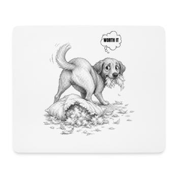 Worth It – Guilty Dog Pillow Disaster - Mouse Pad (horizontal) - white - Front