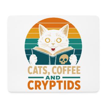 Chats, Café et Cryptides - Tapis de souris (format paysage) - blanc - Devant