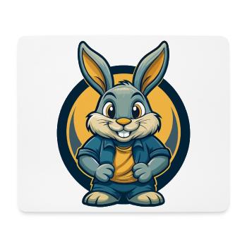 Rabbit Kawaii Maskottchen Cartoon Clipart Logo Abzeichen - Mousepad (Querformat) - Weiß - Vorne