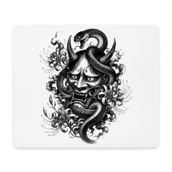 Masque Hannya avec serpent dans le style Irezumi - Tapis de souris (format paysage) - blanc - Devant