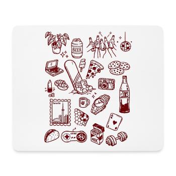 Mélange de Snacks et Gribouillis de la Vie Nocturne - Tapis de souris (format paysage) - blanc - Devant