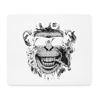 Schimpanse-Rocker mit Sonnenbrille - Mousepad (Querformat) - Weiß - Vorne