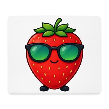 Kawaii Erdbeere mit Sonnenbrille Minimalismus - Mousepad (Querformat) - Weiß - Vorne