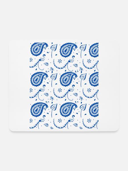 Indigo Paisley Muster Blau - Mousepad (Querformat) - Weiß