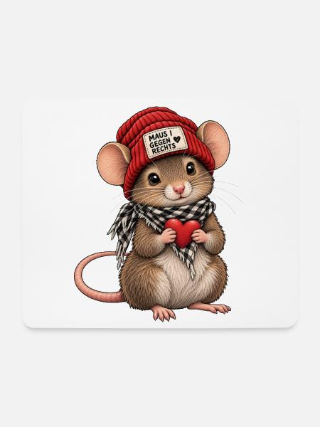 Maus gegen Rechts - Mousepad (Querformat) - Weiß
