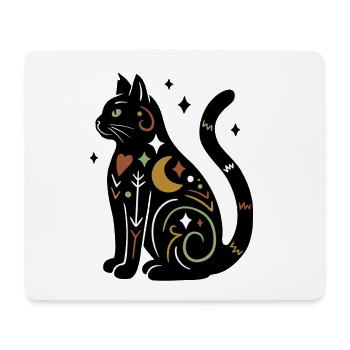Magische Katze - Schwarz Bunt mit Sternen - Mousepad (Querformat) - Weiß - Vorne