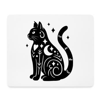 Magische Katze - Schwarz mit Sternen - Mousepad (Querformat) - Weiß - Vorne